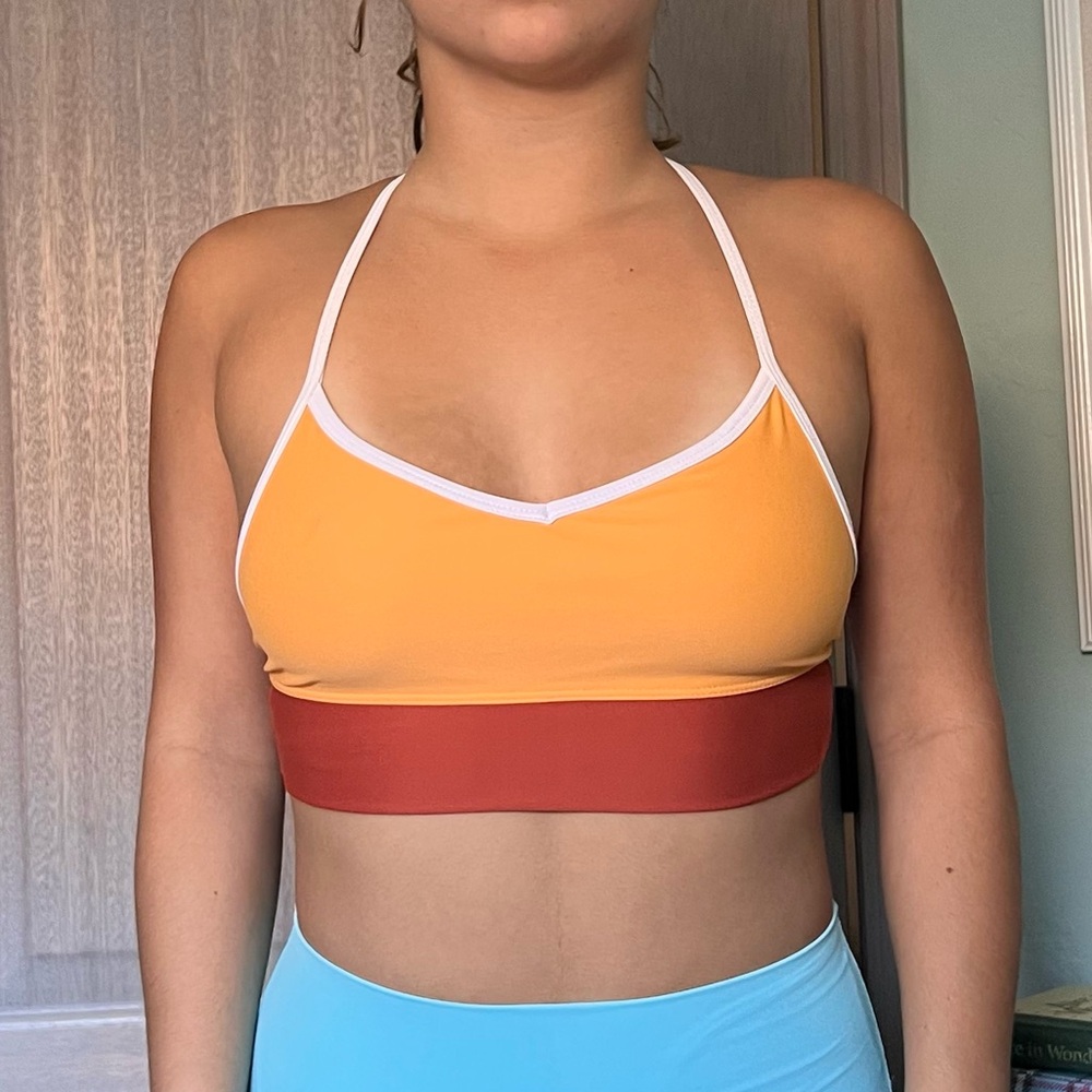 Vibrant Halter Sports Bra - Yellow and Red